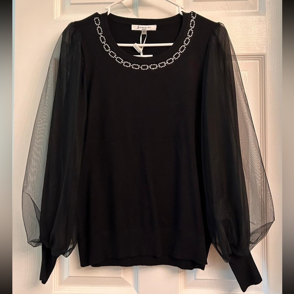 Women Balck Long Sleeve Sweater